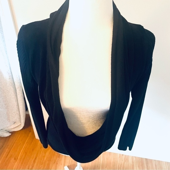 Black Long Sleeve Open Top Draped Women’s Size S - Picture 6 of 11